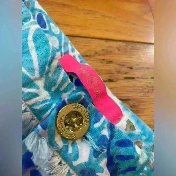 Lilly Pulitzer Adie Shorts Half Shell Turquoise/Blue 100% Cotton Women’s Size 6 - Picture 2 of 12